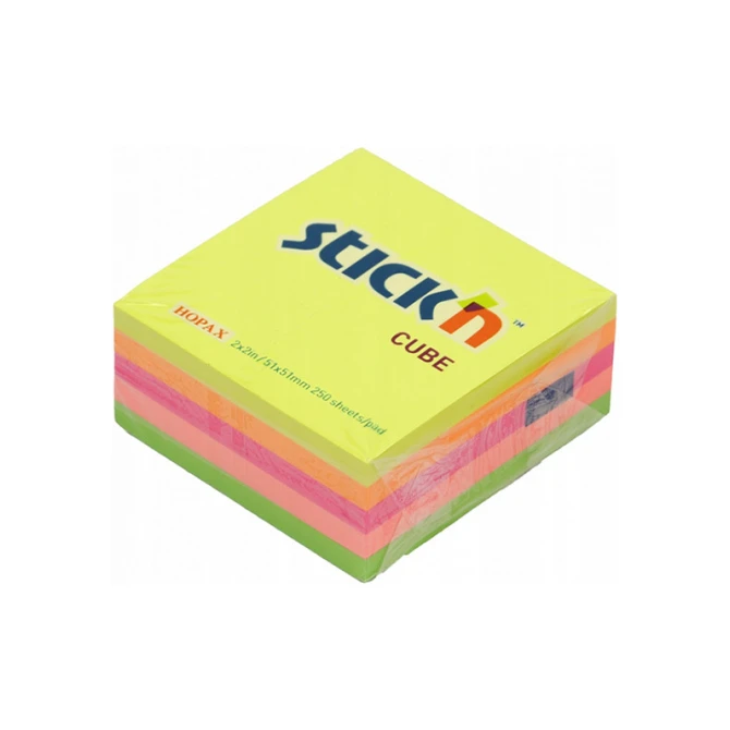 Notitieblok Stickn 51x51mm neon assorti