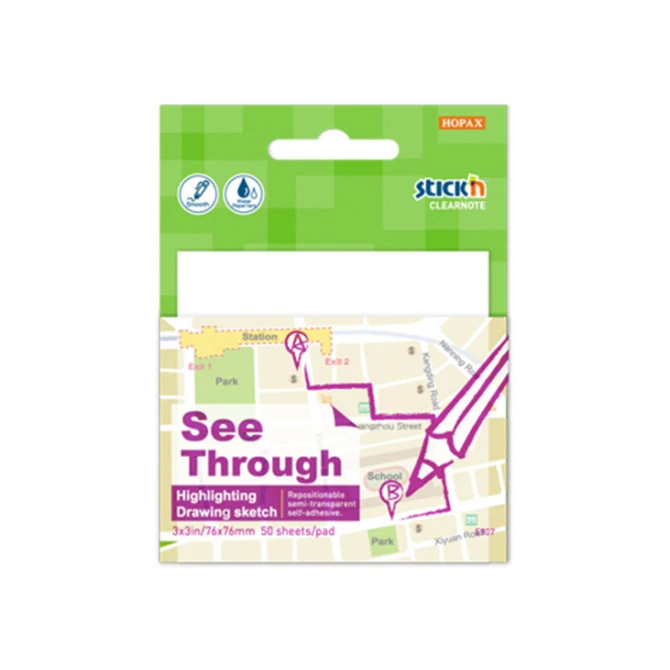 Notitieblok Stickn 76x76mm transparant