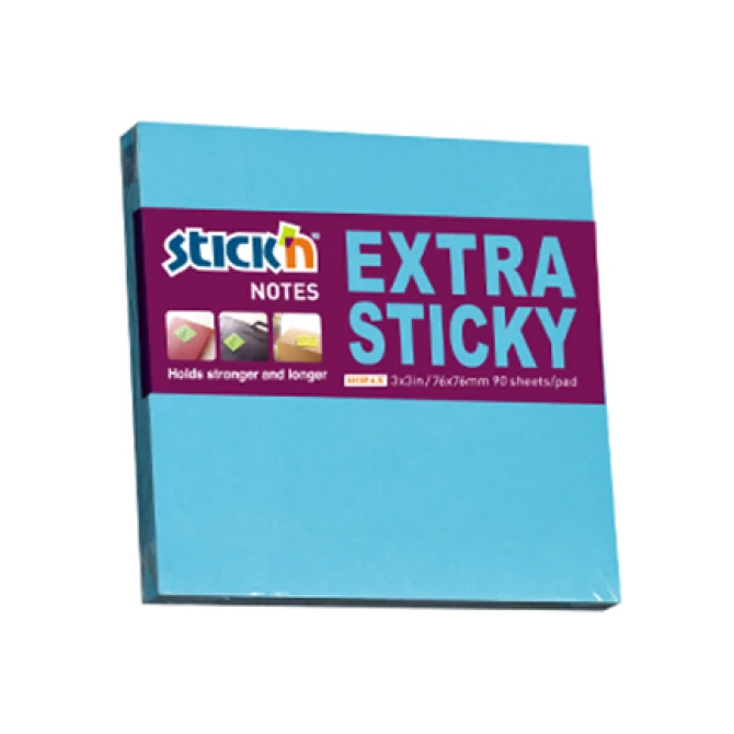 Notitieblok Stickn SS 76x76mm blauw/pk6