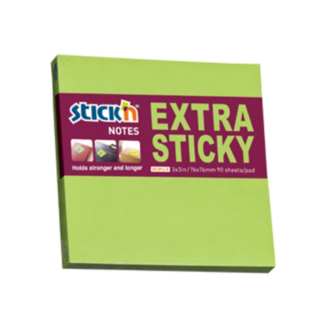 Notitieblok Stickn SS 76x76mm groen/pk6