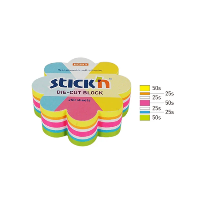 Notitieblok Stickn bloem 68mm neon ass