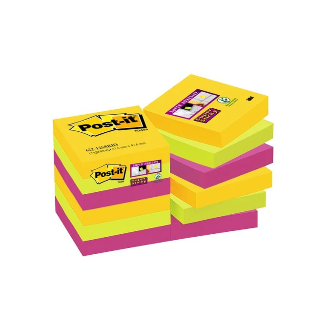 Post-it Super Sticky Notes Rio 47.6 x 47.6 mm (pak 12 stuks)
