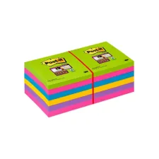 Post-it Super Sticky Notes Neon 76 x 76 mm (pak 12 blokken)