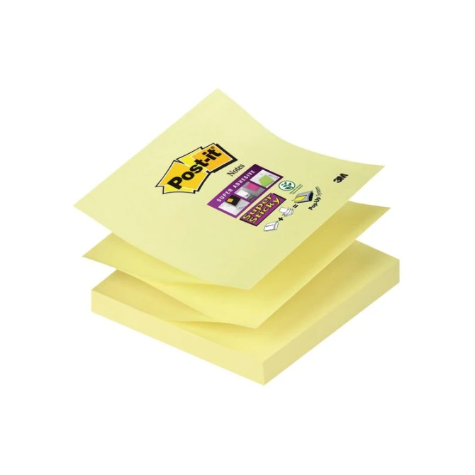 POST-IT Notitieblok 76x76mm Super Sticky Z-Notes geel (pak 12 blokken) POST-IT Notitieblok 76x76mm Super Sticky Z-Notes geel (pak 12 blokken)