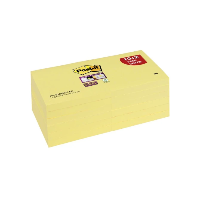 Post-it Super Sticky Notes Canary Yellow 76 x 76 mm (12 stuks) Post-it Super Sticky Notes Canary Yellow 76 x 76 mm (12 stuks)