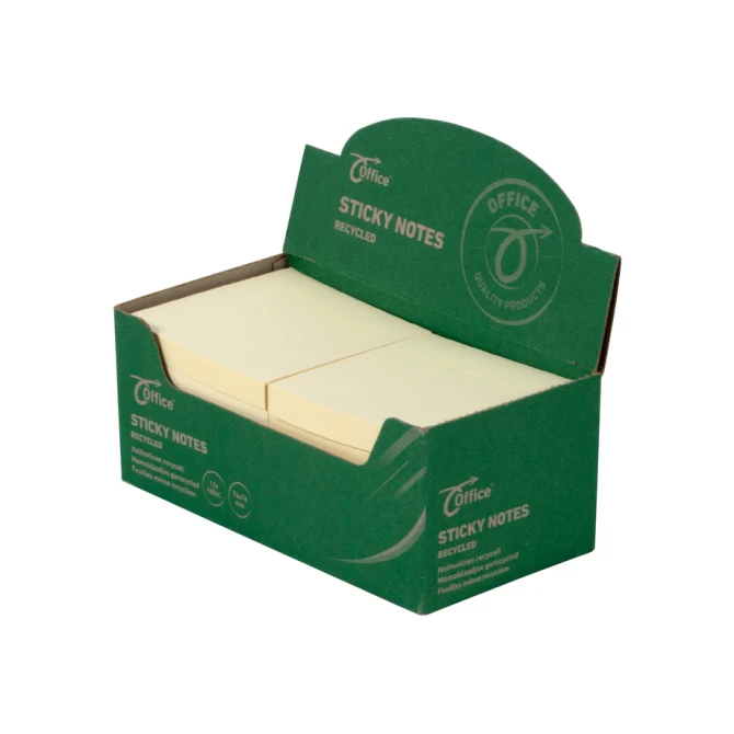 Notitieblok recycled 76x76mm geel/p12
