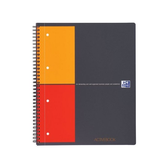 OXFORD International Activebook A4+ Geruit 5 mm 4-gaats Grijs (pak 5 stuks)