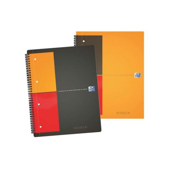 OXFORD International Notitieboek A4+ Gelinieerd 4-gaats Oranje (pak 5 stuks)