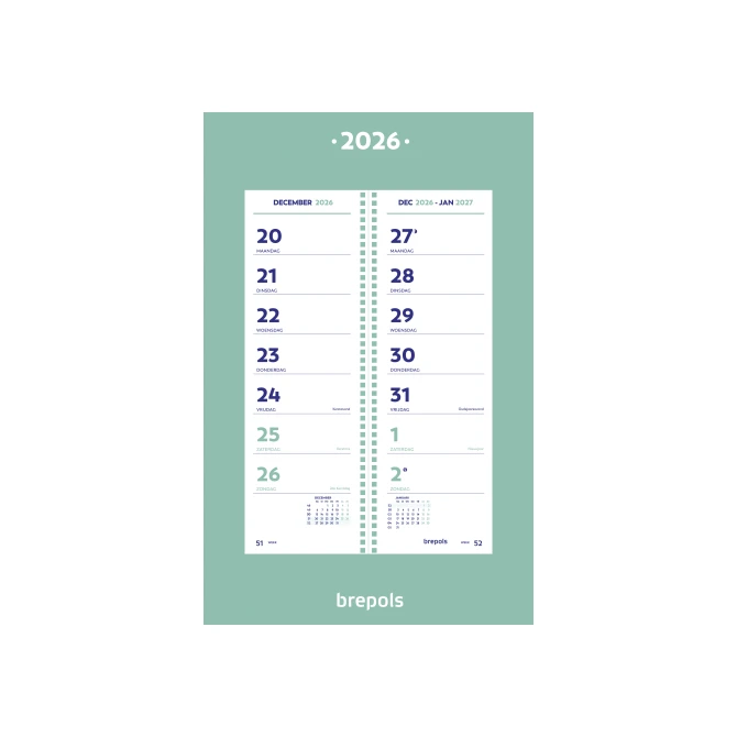 Omlegweekkalender Brepols op schild NL