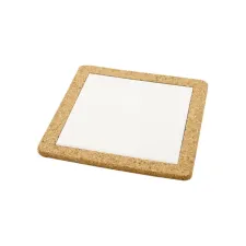 Onderzetter 19x19cm porselein/kurk (10 stuks)