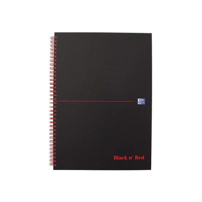 OXFORD Black n Red Spiraalblok A4 Gelinieerd Zwart (pak 5 stuks)