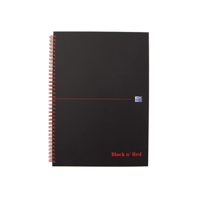 OXFORD Black n Red Spiraalblok A5 Gelinieerd Zwart (pak 5 stuks)