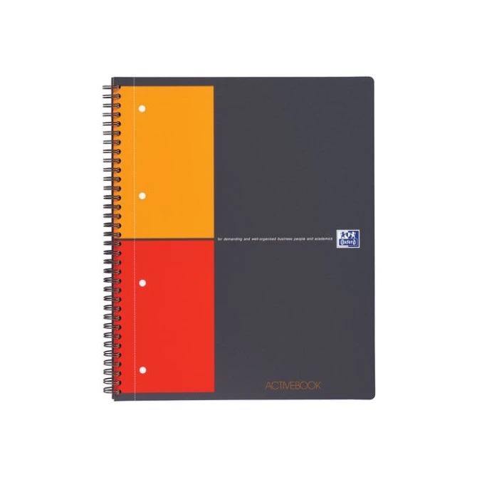 OXFORD International Activebook A4+ Geruit 5 mm 4-gaats Grijs (pak 5 stuks) OXFORD International Activebook A4+ Geruit 5 mm 4-gaats Grijs (pak 5 stuks)