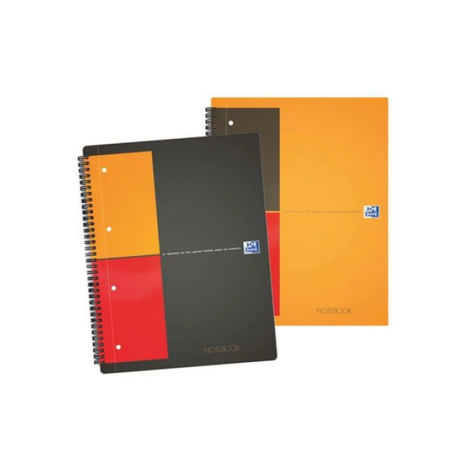 OXFORD International Notitieboek A4+ Geruit 5 mm 4-gaats Grijs (pak 5 stuks)