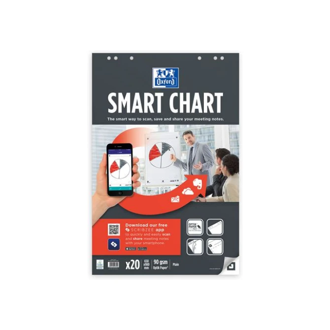 OXFORD SmartChart Flipchart Blok 980 x 650 mm Wit (doos 3 stuks)
