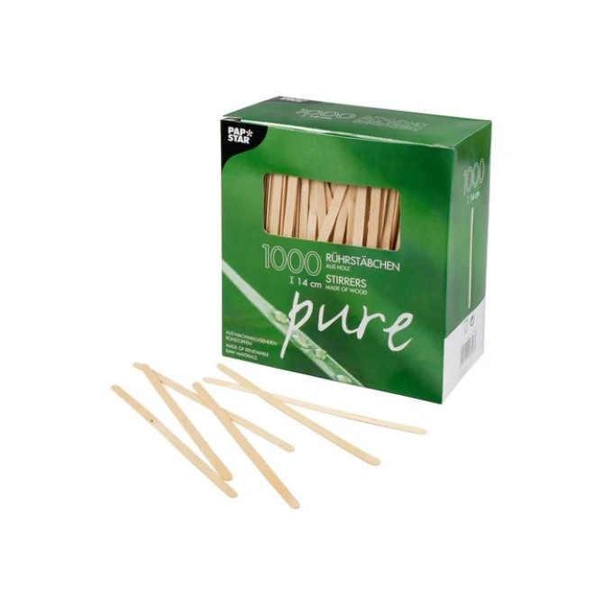 PAPSTAR Houten Roerstaafjes 140 x 5 mm (pak 1000 stuks)