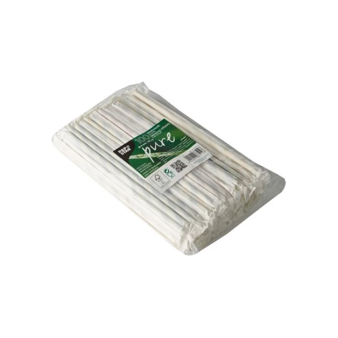 PAPSTAR Pure Drinkrietje papier per stuk verpakt Gestreept assorti (pak 100 stuks) PAPSTAR Pure Drinkrietje papier per stuk verpakt Gestreept assorti (pak 100 stuks)