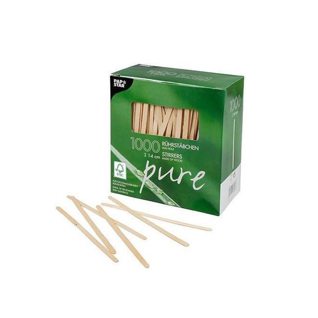 Roerstaafje hout pure 14cm/pk1000