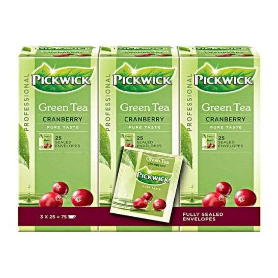 PICKWICK Professional Green Tea Cranberry Theezakjes 38 g (pak 75 stuks)