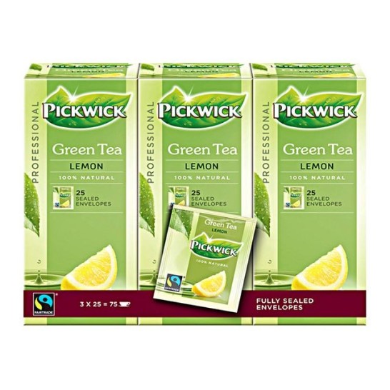 PICKWICK Professional Green Tea Lemon Theezakjes 50 g (pak 75 stuks)