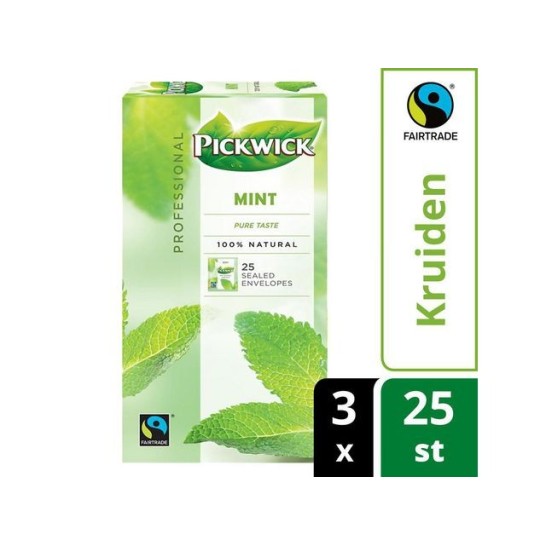 PICKWICK Professional Mint Theezakjes Cafeïnevrij 38 g (pak 75 stuks)