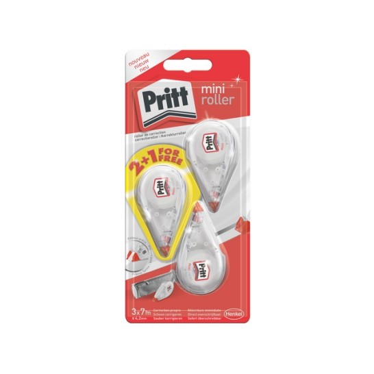 PRITT Mini Value Pack Correctieroller 42 mm x 6 m (blister 3 stuks)