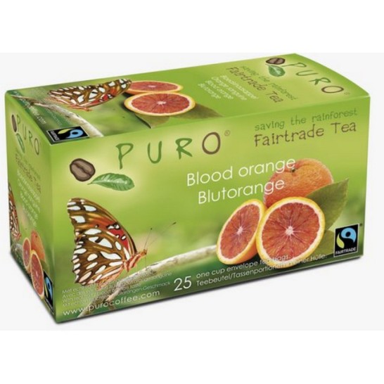 PURO Fairtrade Theezakjes Bloedsinaasappel (doos 6 x 25 stuks)