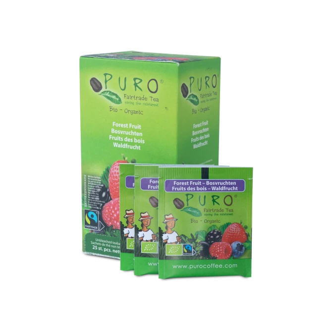 PURO Fairtrade Theezakjes Bosvruchten (doos 6 x 25 stuks) PURO Fairtrade Theezakjes Bosvruchten (doos 6 x 25 stuks)
