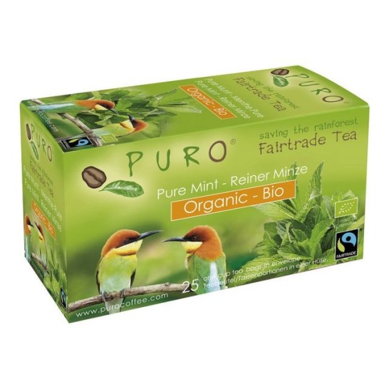 PURO Fairtrade Theezakjes Organic Pure Mint (doos 6 x 25 stuks)