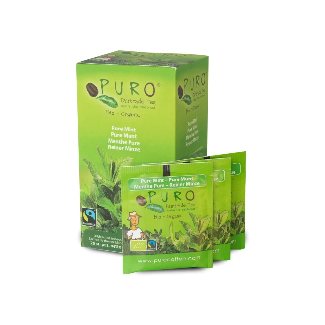 PURO Fairtrade Theezakjes Organic Pure Mint (doos 6 x 25 stuks) PURO Fairtrade Theezakjes Organic Pure Mint (doos 6 x 25 stuks)