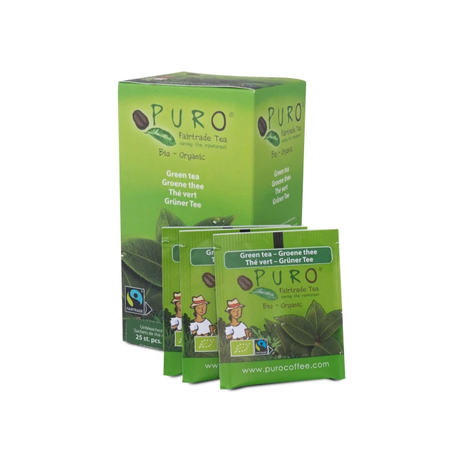 PURO Groene Thee Fairtrade (doos 6 x 25 stuks) PURO Groene Thee Fairtrade (doos 6 x 25 stuks)