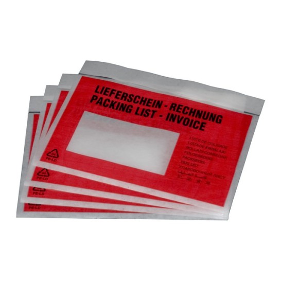 Paklijst envelop 162x120mm rood en transparant