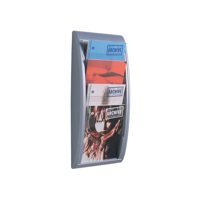 Paperflow Wand folderrek A4 staand 4 vakken h 65 x b 29 x d 95 cm zilver Paperflow Wand folderrek A4 staand 4 vakken h 65 x b 29 x d 95 cm zilver