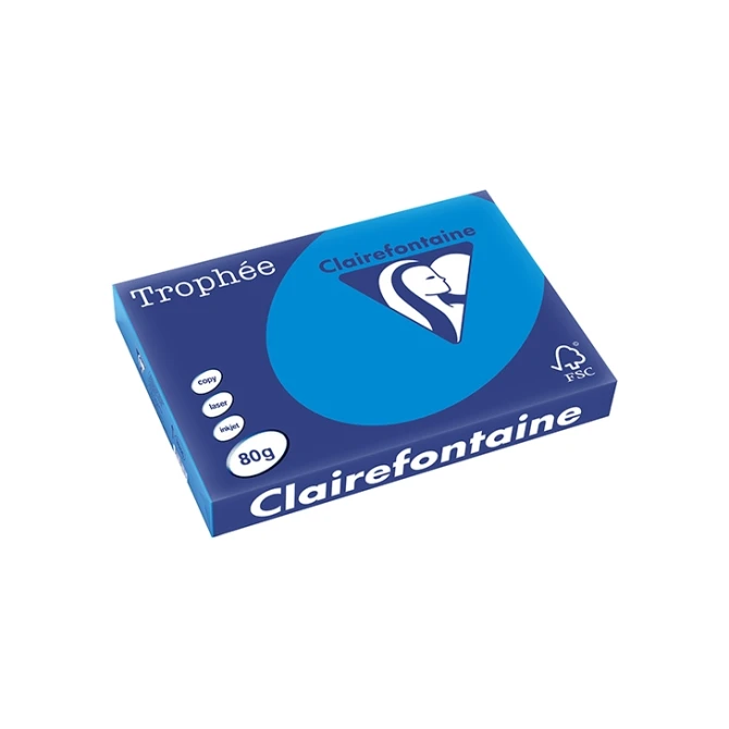 Clairefontaine gekleurd papier A3 80g caribbean blauw (500 vel)