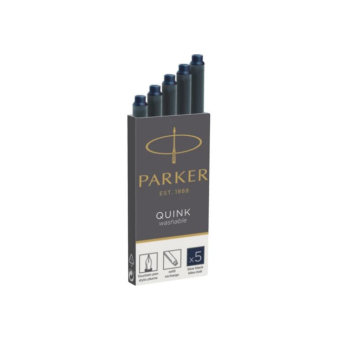 PARKER Quink Vulpen Inktpatroon Uitwasbaar Blauw Zwart (pak 5 stuks) PARKER Quink Vulpen Inktpatroon Uitwasbaar Blauw Zwart (pak 5 stuks)