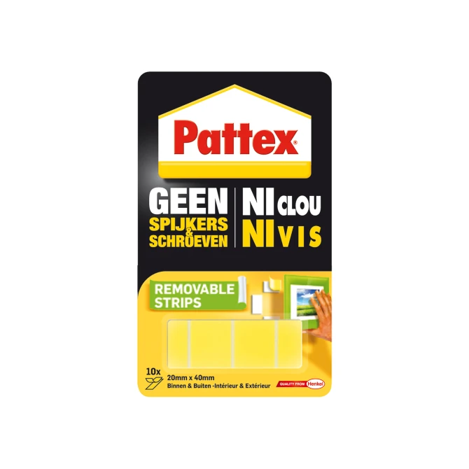 Pattex Montagestrip Non-permanent geel 10 strips (pak 10 stuks) Pattex Montagestrip Non-permanent geel 10 strips (pak 10 stuks)