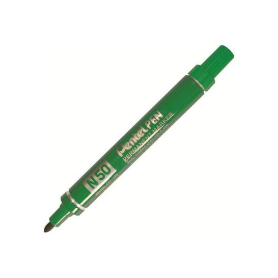 Pentel N50 Permanente Marker. Ronde Punt. 1.5 - 3 mm. Groen (pak 12 stuks)