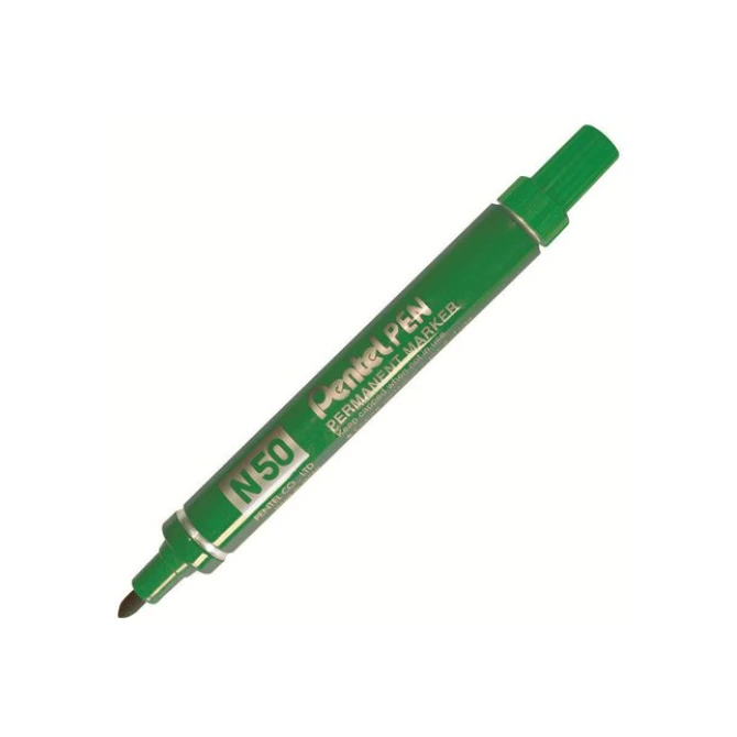 Pentel N50 Permanente Marker. Ronde Punt. 1.5 - 3 mm. Groen (pak 12 stuks)