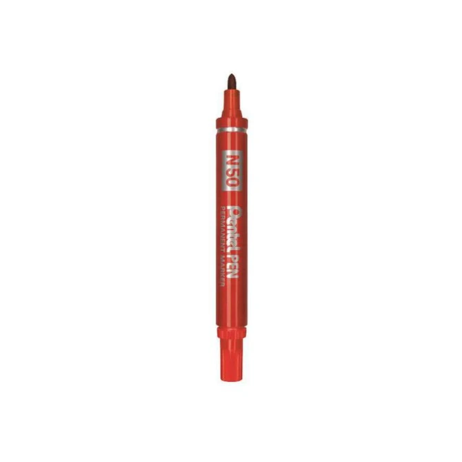 Pentel N50 Permanente Marker Ronde Punt 1.5 - 3 mm Rood (pak 12 stuks)