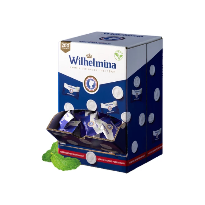 Wilhelmina Pepermunt Dispenser (pak 200 stuks) Wilhelmina Pepermunt Dispenser (pak 200 stuks)