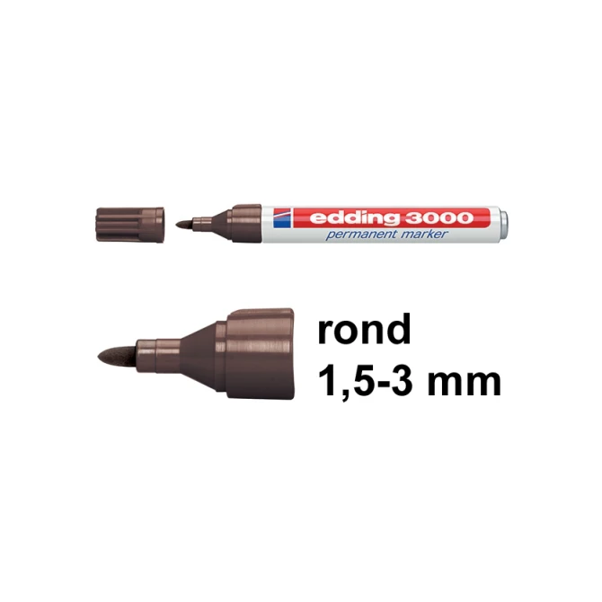 EDDING 3000 Permanent Marker 1.5-3mm Ronde Punt donkbruin (pak 10 stuks)