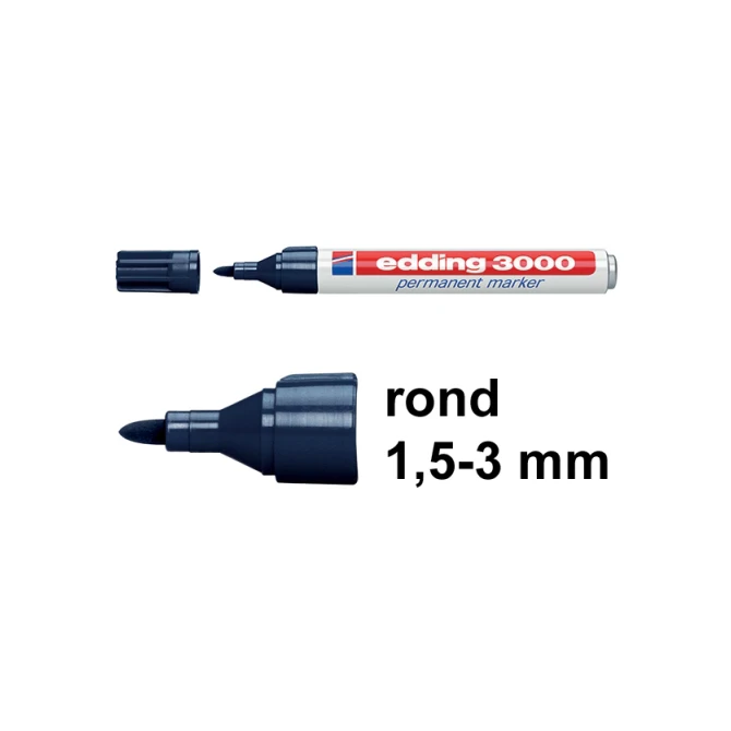 EDDING 3000 Permanent Marker 1.5-3mm Ronde Punt staalblauw (pak 10 stuks)