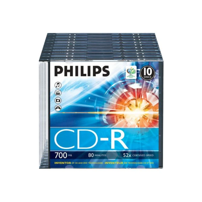Philips CD-R 700 MB Slim Case (pak 10 stuks) Philips CD-R 700 MB Slim Case (pak 10 stuks)