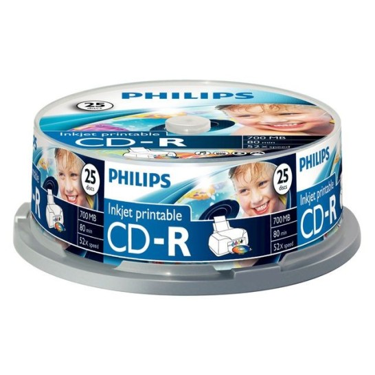 Philips CD-R Recordable Spindle printable (doos 15 x 25 stuks)