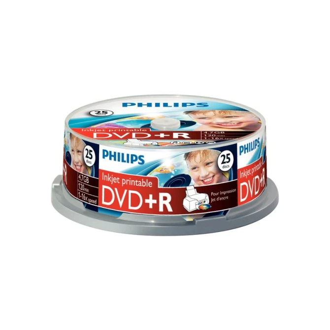 Philips DVD+R Recordable Spindle printable (pak 25 stuks)