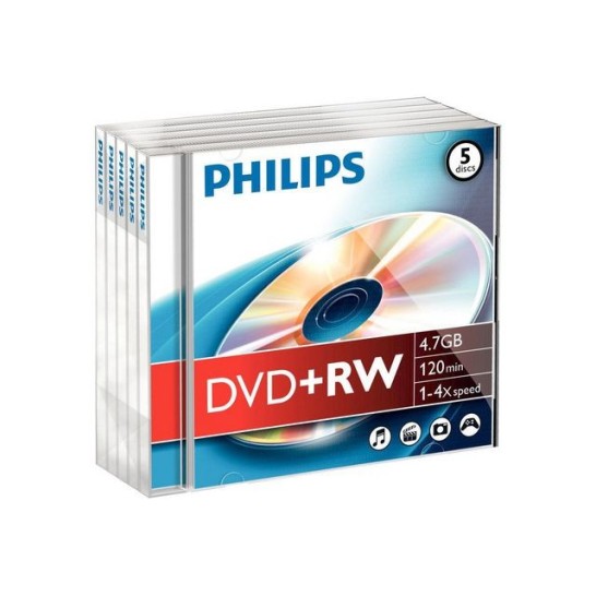 Philips DW4S4J05F DVD+RW 47 GB Jewelcase (pak 5 stuks)
