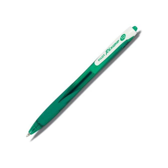 Pilot Begreen Rexgrip Balpen Fijne Punt 04 mm Groen (pak 10 stuks)