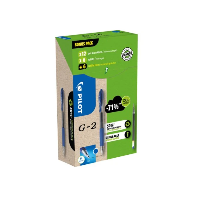 Gelpen Pilot Greenpack G2 M blauw/12+12 Gelpen Pilot Greenpack G2 M blauw/12+12