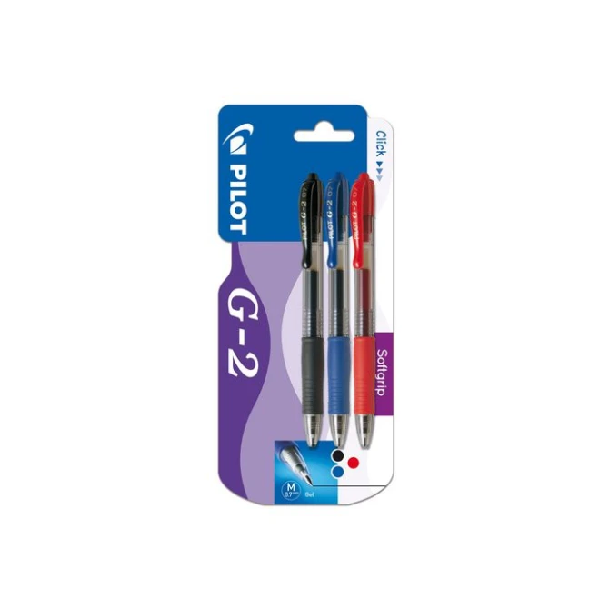 Pilot G-2 gelpen 07 mm zwart blauw rood (pak 3 stuks) Pilot G-2 gelpen 07 mm zwart blauw rood (pak 3 stuks)