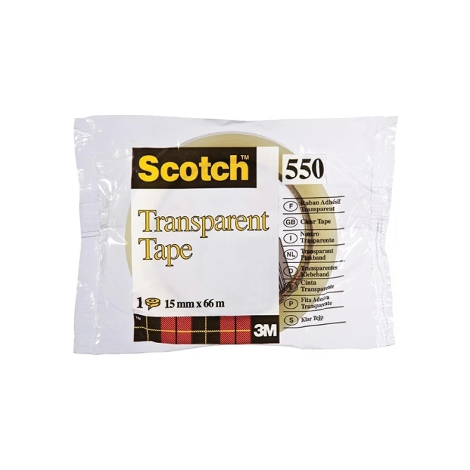 Plakband 15mm transparant/rl66m